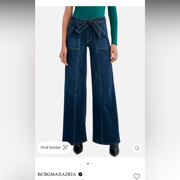 BCBGMaxAzria Denim - Tie waist palazzo wide leg jeans